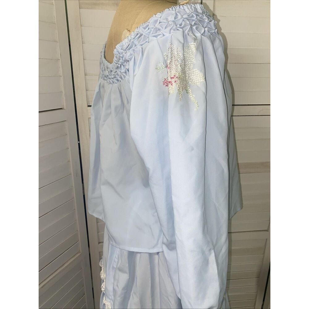 Handmade VTG 60s 70s Blue Cottagecore Country Set Maxi Skirt Blouse Sz Medium - Picture 5 of 11